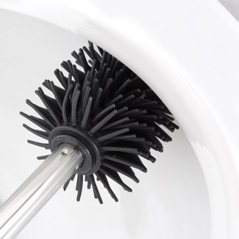 Szczotka Silikonowa Zapasowa do WC Stalowy Uchwyt Czarna 35 cm VILDE