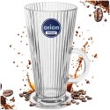 Szklanka Wysoka z Uchem do Kawy Latte Cappuccino Ryflowana 300 ml ORION