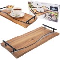 Taca do Serwowania Drewniana RIVER 42 x 20 cm ORION Żywica Uchwyty Metalowe