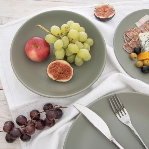 Talerz Obiadowy Głęboki Ceramiczny Zielony Matowy 800 ml ORION