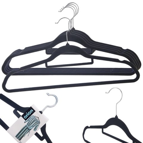 Wieszaki na Ubrania Welurowe Czarne 5 szt. ORION Antypoślizgowe Obrotowe