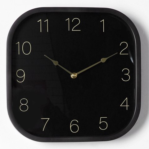 Zegar Ścienny 30 cm VILDE Kwadratowy Czarno-Złoty Tworzywo Ozdobny