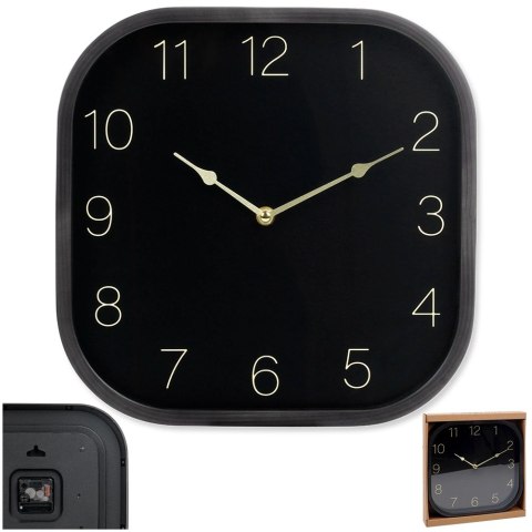 Zegar Ścienny 30 cm VILDE Kwadratowy Czarno-Złoty Tworzywo Ozdobny