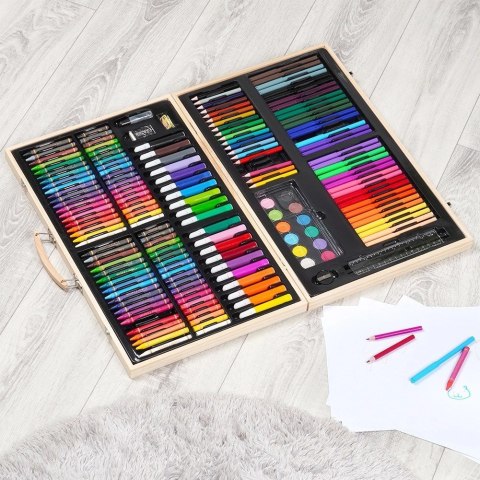 Zestaw Artystyczny 180 el. FREE & EASY do Malowania Walizka Drewniana