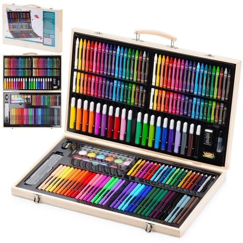 Zestaw Artystyczny 180 el. FREE & EASY do Malowania Walizka Drewniana