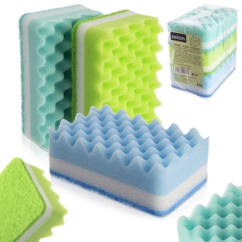 Gąbka Kuchenna ORION 3 szt. Wielokolorowa Chłonna Dwustronna