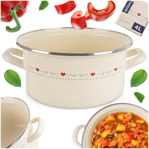 Garnek Emaliowany 4 L ORION TONCA Kremowy 24 cm Indukcja Zmywarka