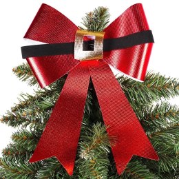 Kokarda Dekoracyjna Świąteczna HSD Duża 22 x 28 cm Czerwona Choinka