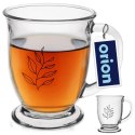 Kubek Szklany 450 ml ORION Grube Szkło z Motywem Liścia do Zmywarki