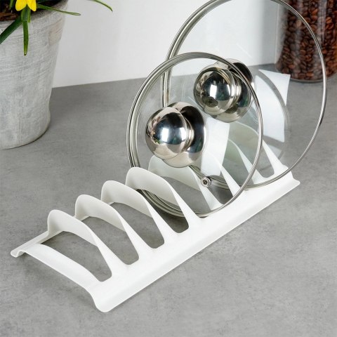 Stojak na Pokrywki Talerze Biały Organizer 8 szt. do Szuflady STORAGE