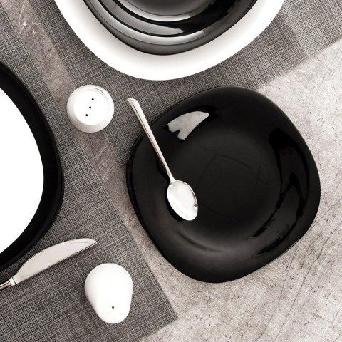 Talerz Deserowy Szklany Czarny LUNA Kwadratowy ORION Opalowy Zmywarka