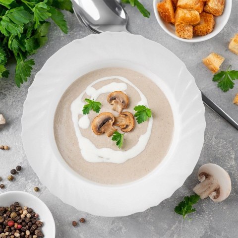 Talerz Obiadowy Głęboki Szkło Białe LUNA 350 ml ORION Opalowe