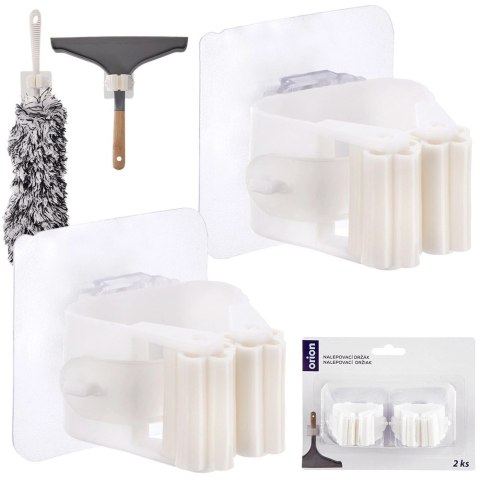 Wieszak na Mopa Samoprzylepny 2 szt. ORION do 5 kg Biały Tworzywo