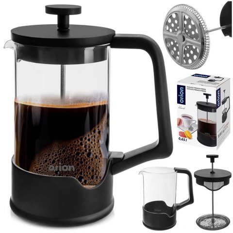 Zaparzacz Tłokowy 650 ml ORION BLACK French Press Szkło i Stal