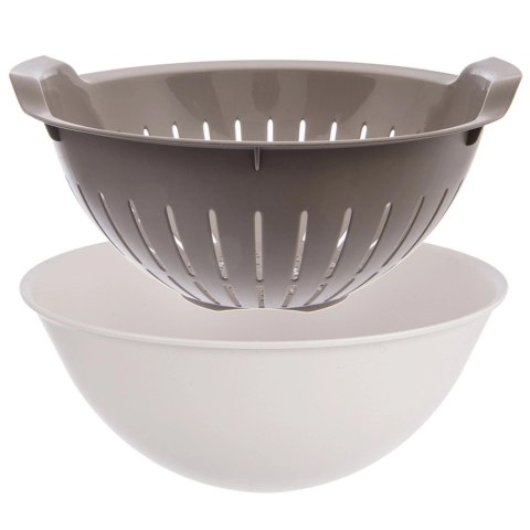 Zestaw Cedzak z Miską ORION ELA 3 L Beżowo-Biały 2w1 do Odcedzania