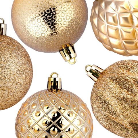 Bombki Choinkowe VILDE Złote 6 cm 35 szt. Nietłukące Wytłaczane Brokat