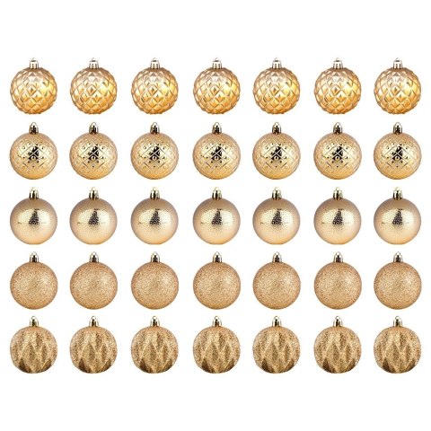 Bombki Choinkowe VILDE Złote 6 cm 35 szt. Nietłukące Wytłaczane Brokat