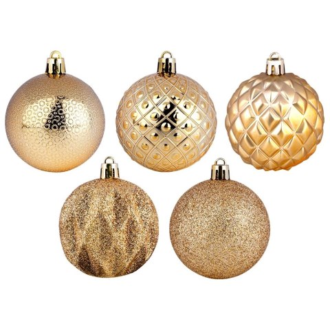 Bombki Choinkowe VILDE Złote 6 cm 35 szt. Nietłukące Wytłaczane Brokat