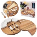 Deska do Serów ORION 7 el. z Nożami i Miseczkami Drewniana Zestaw 28 cm