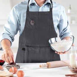 Fartuch Kuchenny Bawełniany ORION Szary Wiązany z Kieszenią 70x84 cm