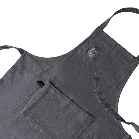 Fartuch Kuchenny Bawełniany ORION Szary Wiązany z Kieszenią 70x84 cm