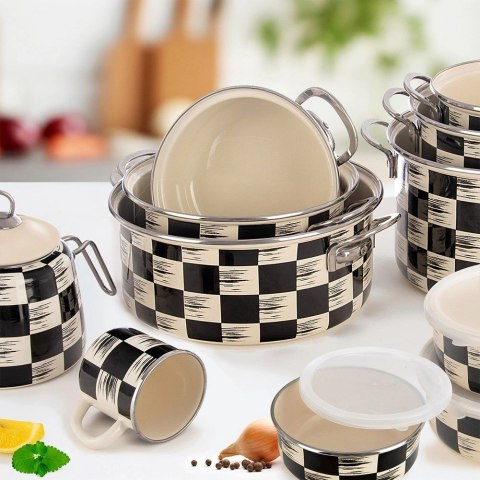 Garnek Emaliowany 5 L ORION SZACHOWNICA 26 cm Indukcja Zmywarka