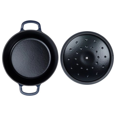 Garnek Żeliwny 3,3 L LITINA Emaliowany 22 cm Granatowy Indukcja