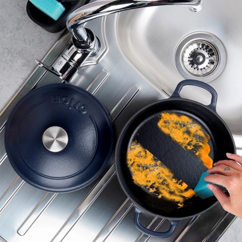 Garnek Żeliwny 3,3 L LITINA Emaliowany 22 cm Granatowy Indukcja