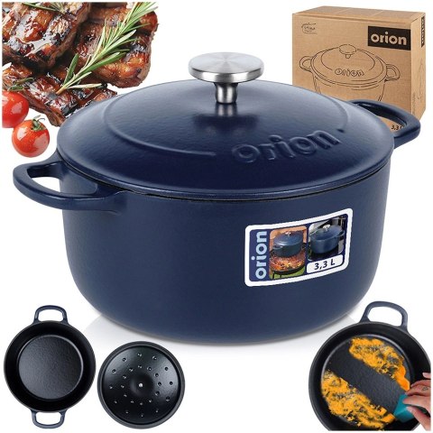 Garnek Żeliwny 3,3 L LITINA Emaliowany 22 cm Granatowy Indukcja