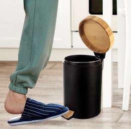 Kosz na Śmieci Metalowy z Pedałem Czarny 3 L ORION BLACK Pojemny