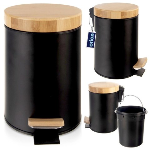 Kosz na Śmieci Metalowy z Pedałem Czarny 3 L ORION BLACK Pojemny