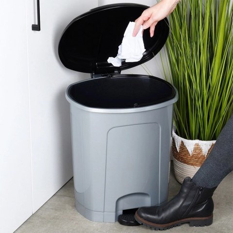 Kosz na Śmieci z Pedałem Plastikowy Szary 30 L ORION Wytrzymały i Pojemny