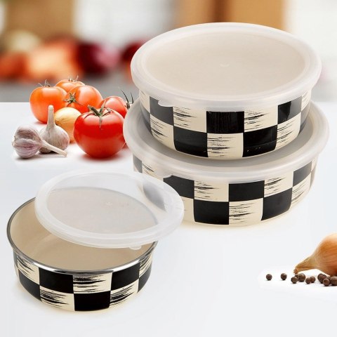 Miska Emaliowana SZACHOWNICA 1 L z Pokrywką Żaroodporna Zmywarka ORION