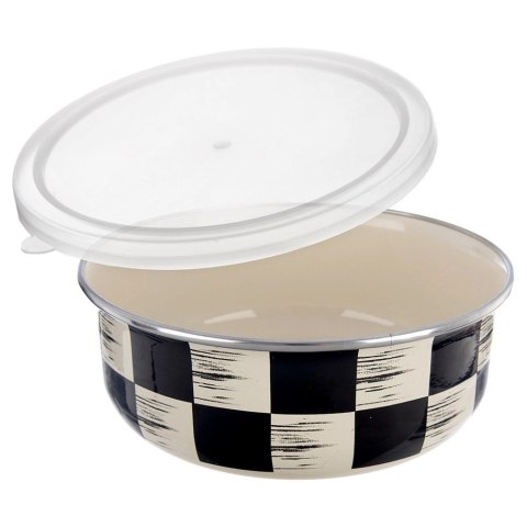 Miska Emaliowana SZACHOWNICA 1 L z Pokrywką Żaroodporna Zmywarka ORION