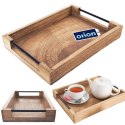 Taca do Serwowania Drewniana MANGO 35,5 x 25,5 cm ORION Uchwyty Metalowe