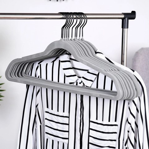 Wieszaki na ubrania welurowe szare obrotowe 45x24,5 cm 10 szt.