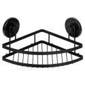Półka pod prysznic metalowa czarna na przyssawki narożna 24x18x12,5 cm