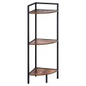 Regał Metalowy Narożny Czarny 3 Półki MDF 235 x 235 x 76 cm TRENDS4YOU