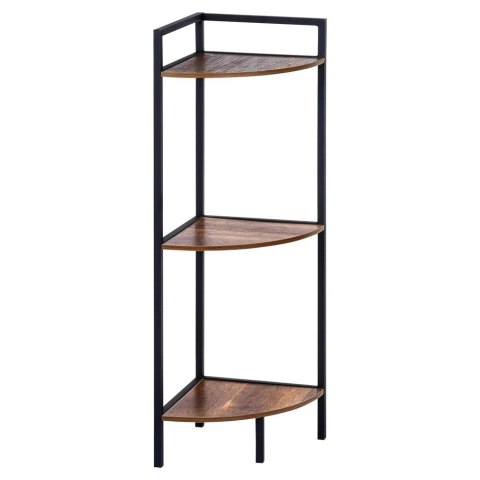 Regał Metalowy Narożny Czarny 3 Półki MDF 235 x 235 x 76 cm TRENDS4YOU