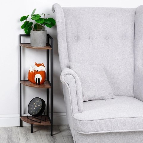 Regał Metalowy Narożny Czarny 3 Półki MDF 235 x 235 x 76 cm TRENDS4YOU