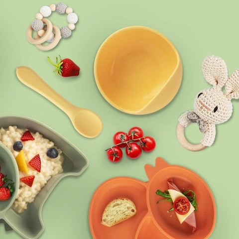 Miseczka dla Dziecka 12 cm 360 ml Silikonowa z Przyssawką Żółta ORION