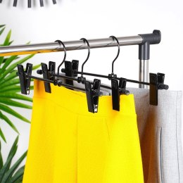 Wieszak na spodnie metalowy czarny z klipsami 3 szt.