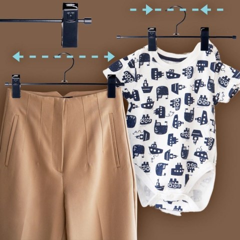 Wieszak na spodnie metalowy czarny z klipsami 3 szt.