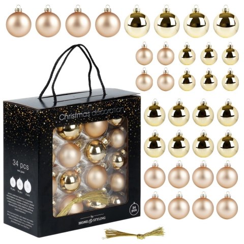 Bombki choinkowe szklane złote 4/5/6 cm 34 szt.