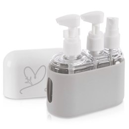 Butelki Pojemniki Podróżne ORION w Etui 4 el. na Kosmetyki do Samolotu