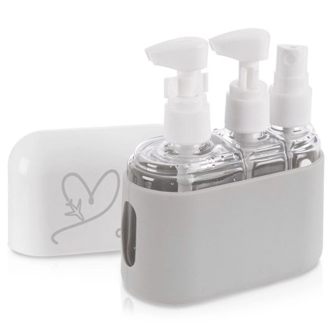 Butelki Pojemniki Podróżne ORION w Etui 4 el. na Kosmetyki do Samolotu