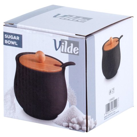 Cukierniczka Ceramiczna VILDE 250 ml Czarna z Pokrywką i Łyżeczką