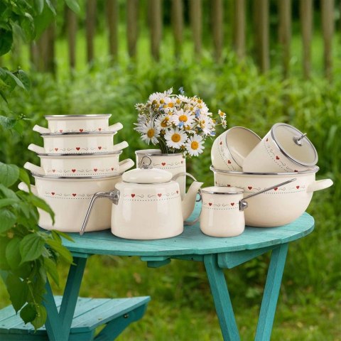 Garnek Emaliowany 1,4 L ORION TONCA Kremowy 16 cm Indukcja Zmywarka