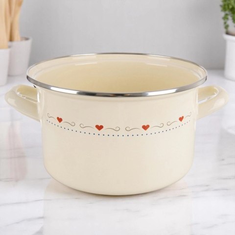 Garnek Emaliowany 3 L ORION TONCA Kremowy 20 cm Indukcja Zmywarka