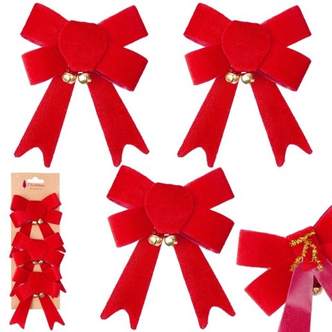 Kokarda dekoracyjna świąteczna welurowa 10,5x13 cm 3 szt.